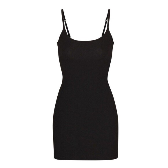 Skims Soft Lounge Mini Slip Dress Onyx Size XXS